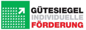 Gütesiegel für individuelle Förderung mit grüner und schwarzer Schrift.