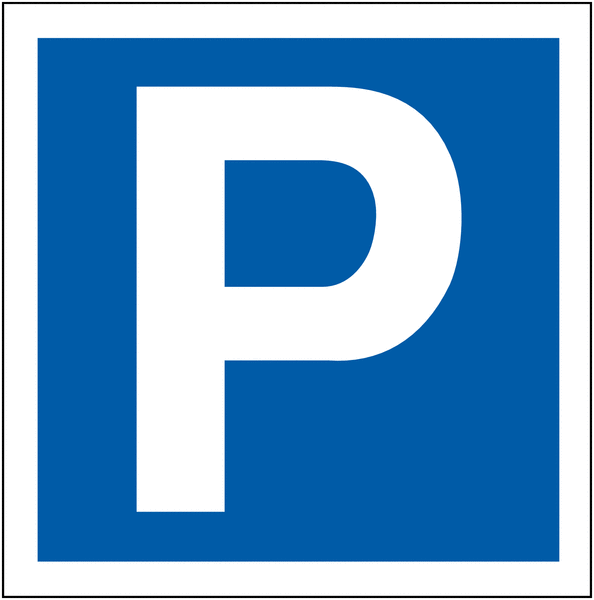 Parksymbol auf blauem Hintergrund.