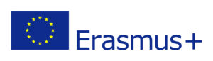 EU-Flagge mit dem Erasmus+-Logo und dem Schriftzug "Erasmus+".