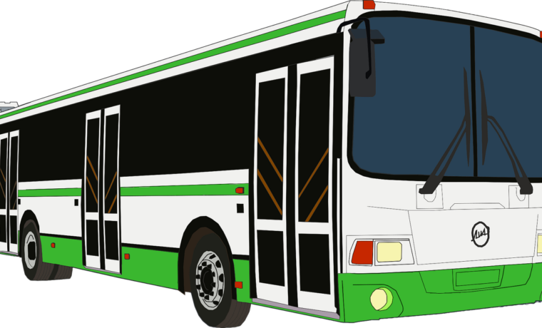 Ein moderner Bus in Schwarz, Weiß und Grün.