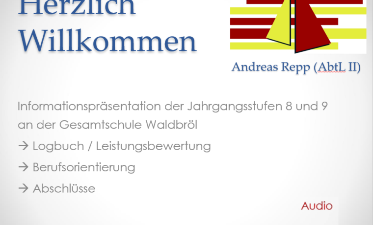 Herzlich Willkommen zur Informationspräsentation der Jahrgangsstufen 8 und 9.