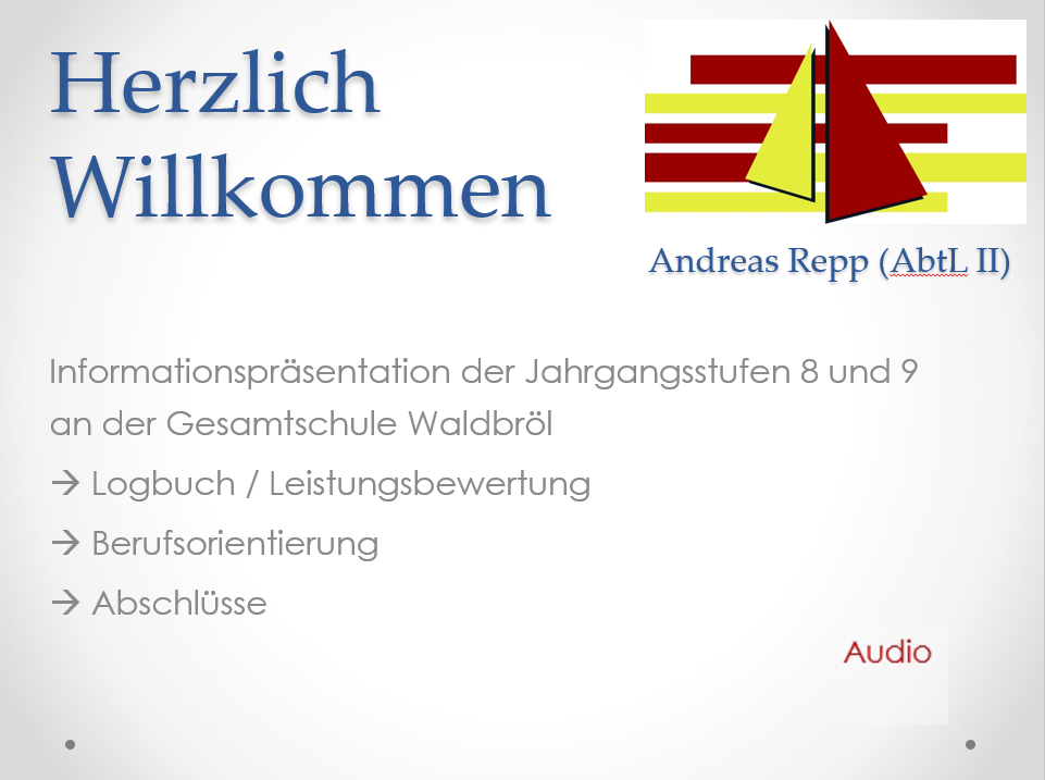 Herzlich Willkommen zur Informationspräsentation der Jahrgangsstufen 8 und 9.