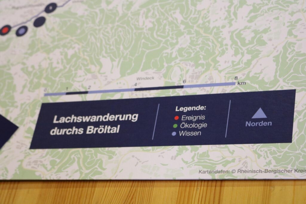 Karte mit Informationen zur Lachswanderung im Bröltal.