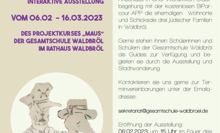 Ausstellungsplakat über Antisemitismus in Waldbröl. Daten und Informationen zur Veranstaltung.