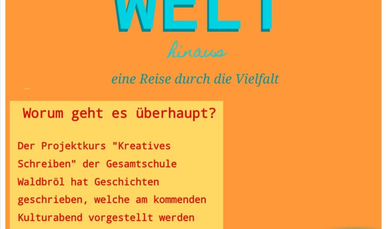 Plakat für Veranstaltung "Kunst und Welt" mit Informationen zur Lesung.