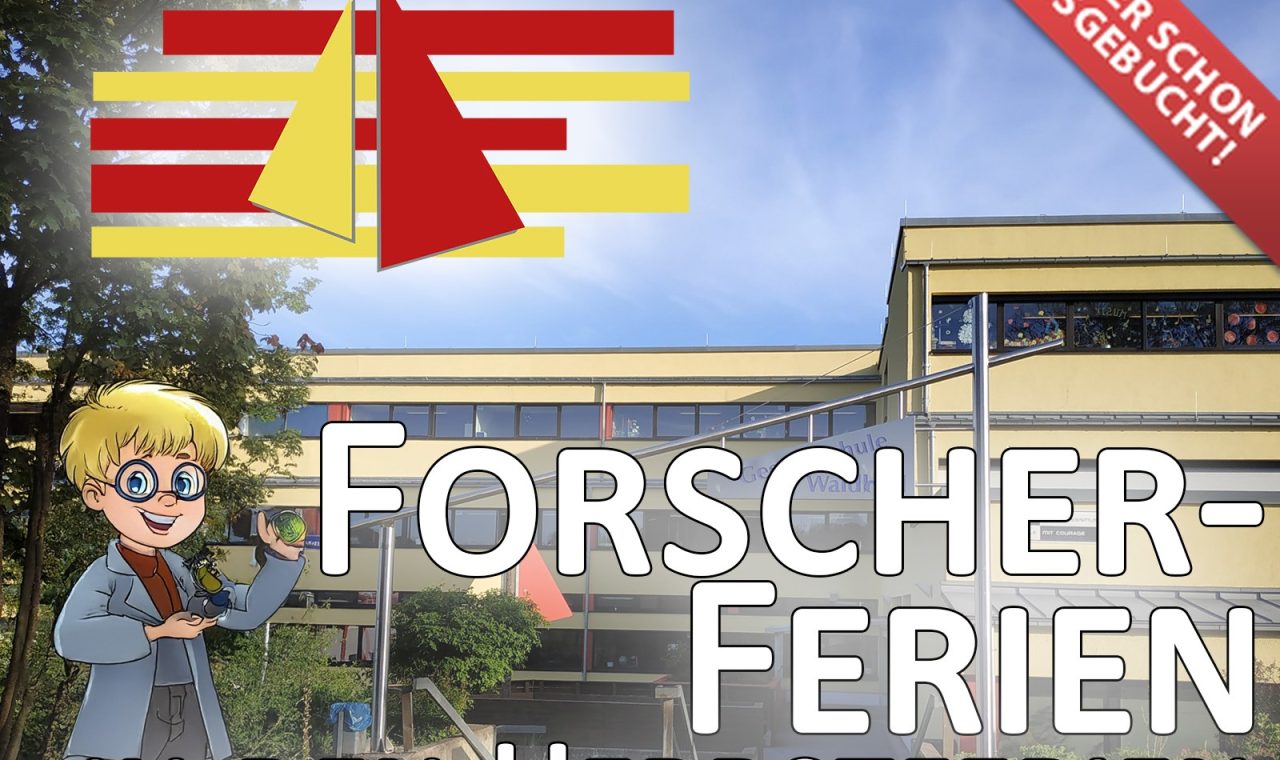 Forscherferien in den Herbstferien - Logo mit Hinweis oben rechts: Leider schon ausgebucht!